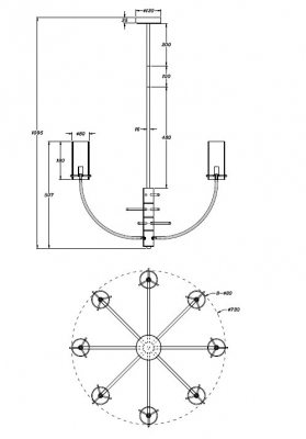 Подвесной светильник Arco 73X73X110 CM 6