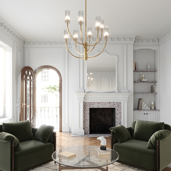 Подвесной светильник Arco латунь, 8 плафонов 7