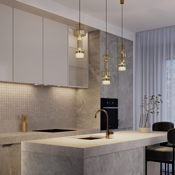 Подвесной светильник Level коньячный, латунь 2