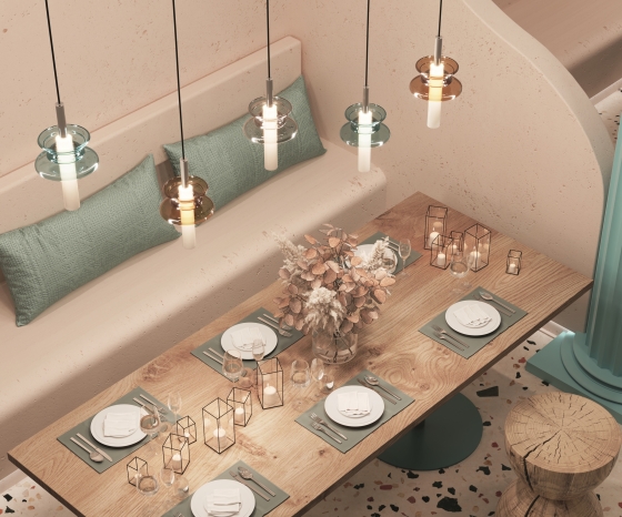 Подвесной светильник Sound Wave с абажуром в синих тонах 3