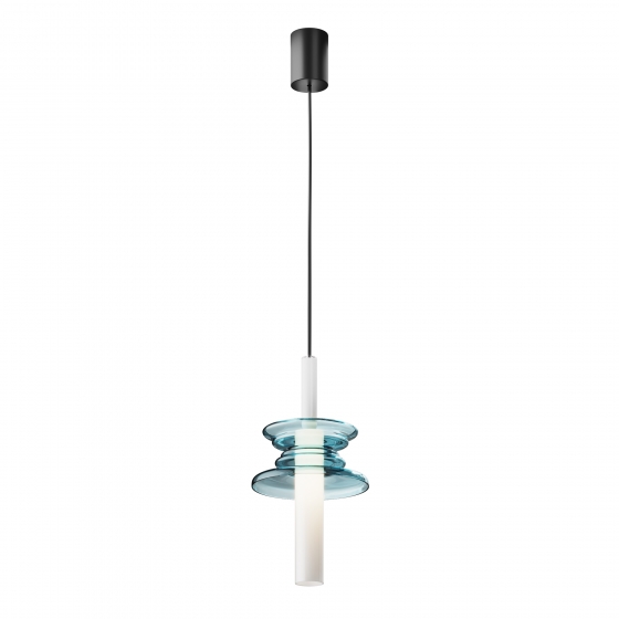 Подвесной светильник Sound Wave с абажуром в синих тонах 1