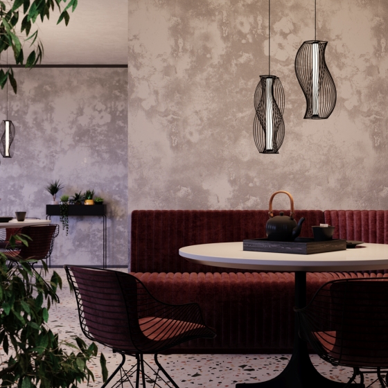 Подвесной светильник Shadows of the past черный с белым абажуром 3