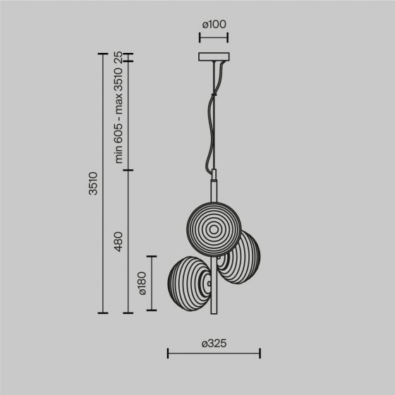 Подвесной светильник Reels черный, дымчатый 6