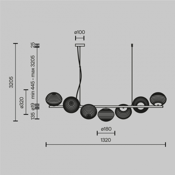 Подвесной светильник Reels белый, золото, 132 см 9