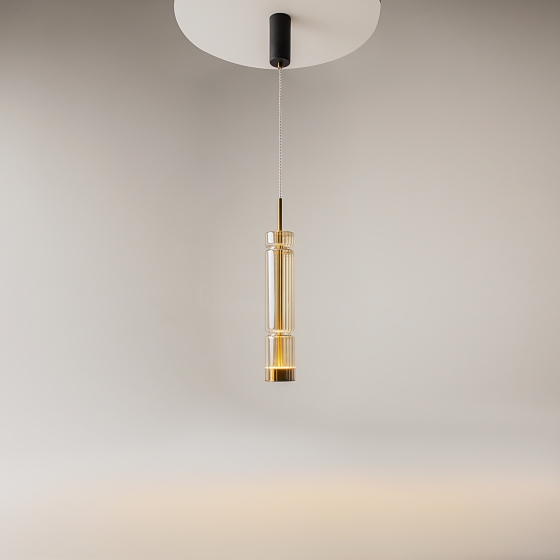 Подвесной светильник Ordo черный, коньячный абажур 9