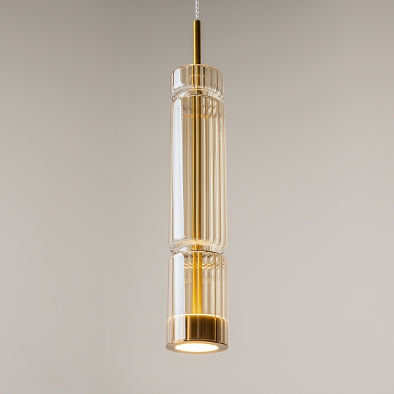 Подвесной светильник Ordo черный, коньячный абажур 12