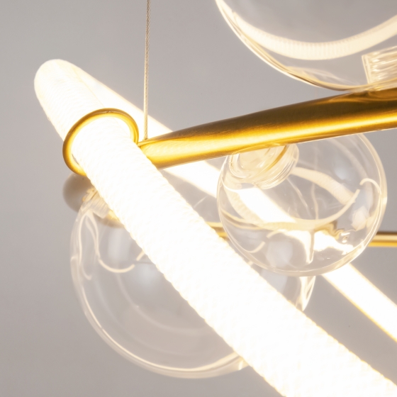 Подвесной светильник Oasis латунь, текстильный абажур, 710 мм 7