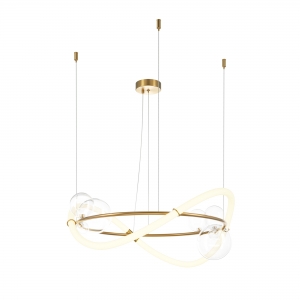 Подвесной светильник Oasis латунь, текстильный абажур, 710 мм