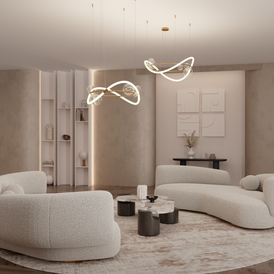 Подвесной светильник Oasis латунь, текстильный абажур, 710 мм 5