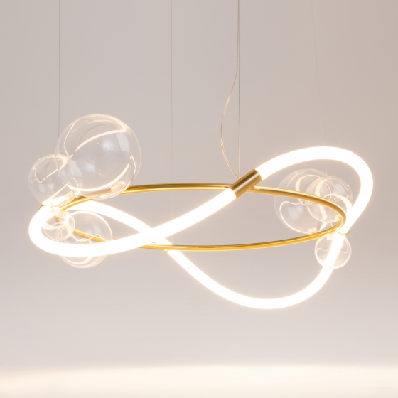 Подвесной светильник Oasis латунь, текстильный абажур, 710 мм 3