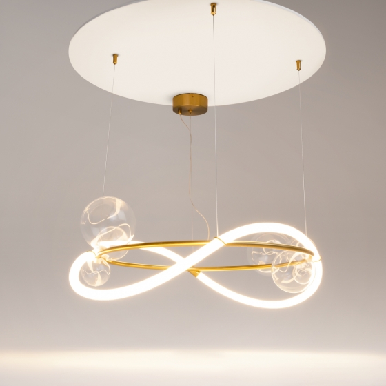 Подвесной светильник Oasis латунь, текстильный абажур, 710 мм 9