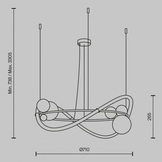 Подвесной светильник Oasis латунь, текстильный абажур, 710 мм 11