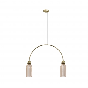 Подвесной светильник Antic золотой, коньячный абажур