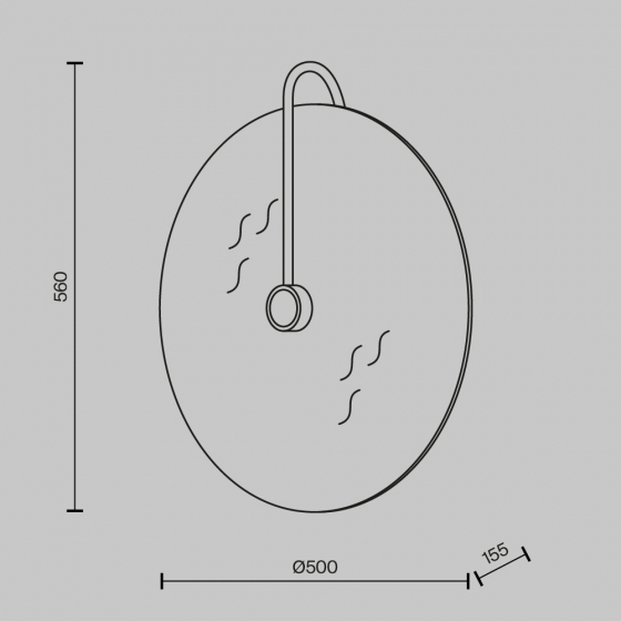 Настенный светильник Mare черный, золотой абажур 2