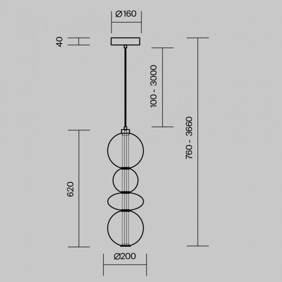Подвесной светильник Futuro черный, дымчатый стекло 11