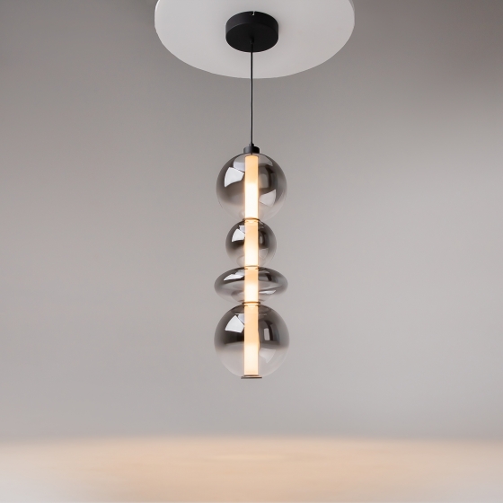 Подвесной светильник Futuro черный, дымчатый стекло 2