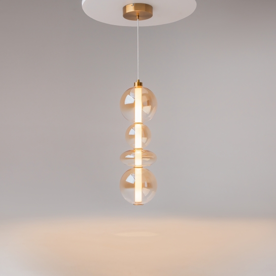 Подвесной светильник Futuro янтарный, латунь, 200 мм 7