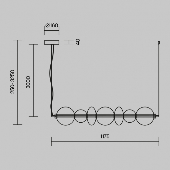 Подвесной светильник Futuro дымчатый 1175мм 11