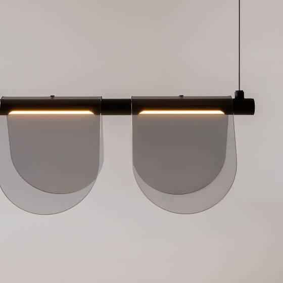 Подвесной светильник Fluffy черный, серый абажур 4