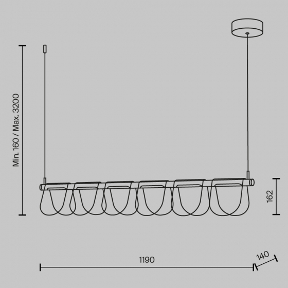 Подвесной светильник Fluffy черный, серый абажур 16