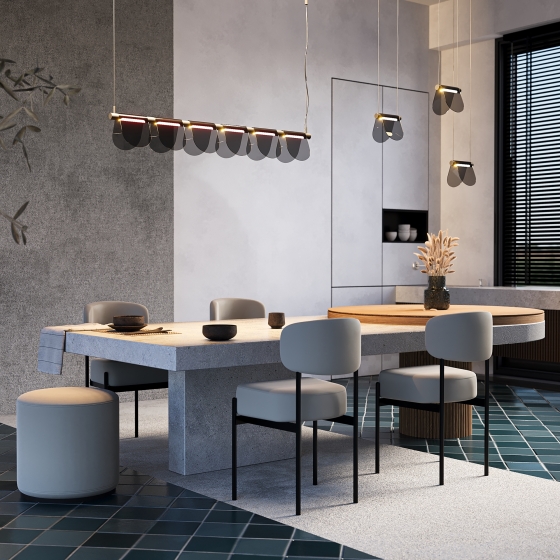 Подвесной светильник Fluffy черный, серый абажур 3