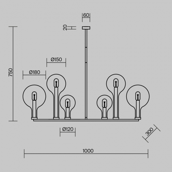 Подвесной светильник Status черный, 6 плафонов 2