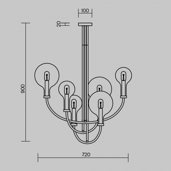 Подвесной светильник Status латунь, 6 плафонов 2