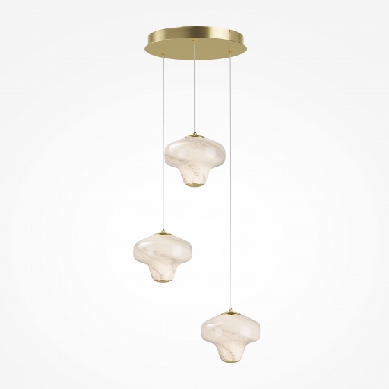Подвесной светильник Sirocco латунь, белый, 3 плафона 6