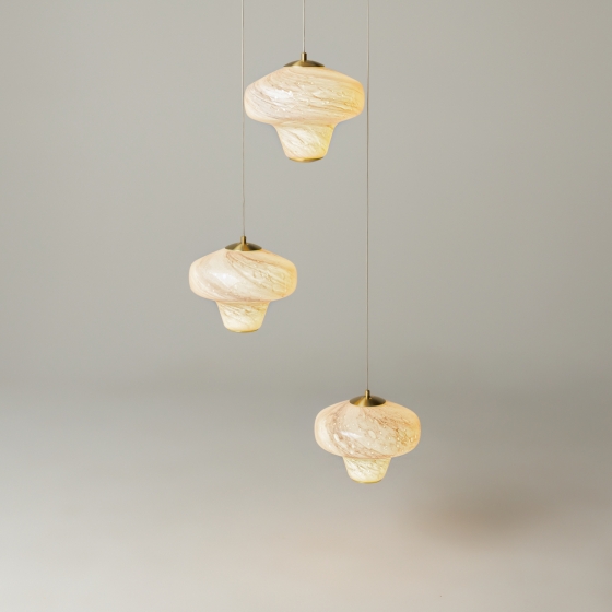 Подвесной светильник Sirocco латунь, белый, 3 плафона 12