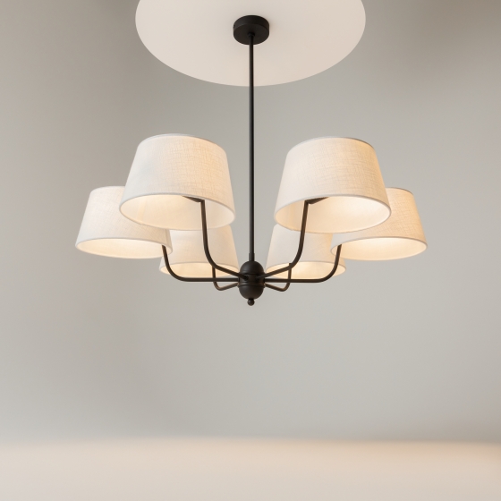 Подвесной светильник Modesto черный, бежевый абажур 10