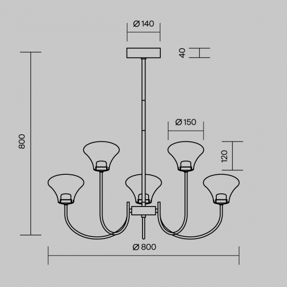 Подвесной светильник Династия латунь, 800 мм, 8 плафонов 6