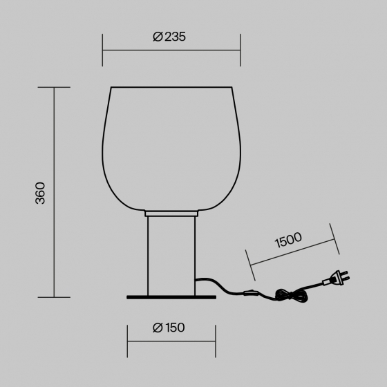 Настольный светильник Modern черный, дымчатый абажур 15