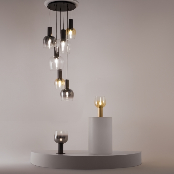 Настольный светильник Modern черный, дымчатый абажур 10