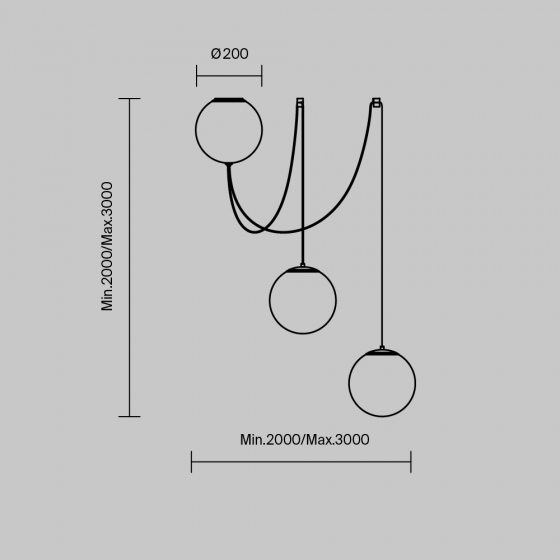 Подвесной светильник Twins черный, стекло, белый абажур 3