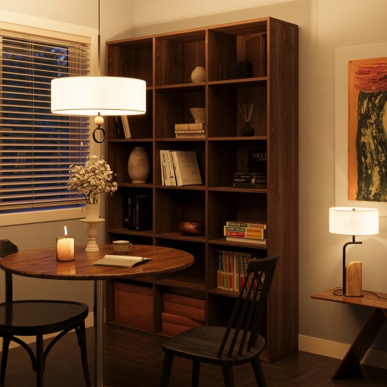 Настольный светильник Glamping черный, травертин, 48 см 2