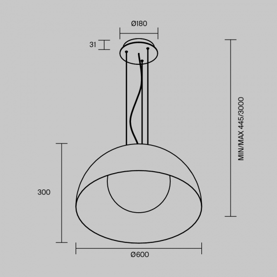 Подвесной светильник Batten серый, черный 6