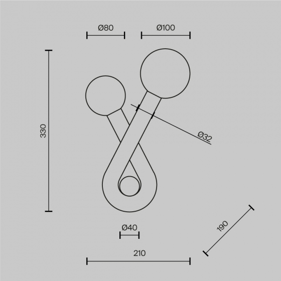 Настенный светильник Vortex Платиновый, 2 плафона 8