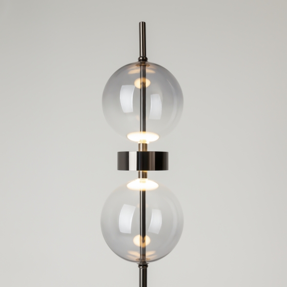 Напольный светильник Double Moon черный, дымчатый абажур 7