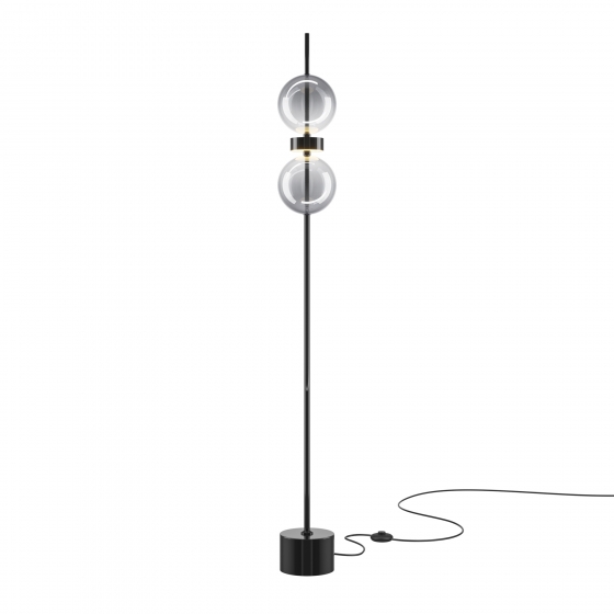 Напольный светильник Double Moon черный, дымчатый абажур 1