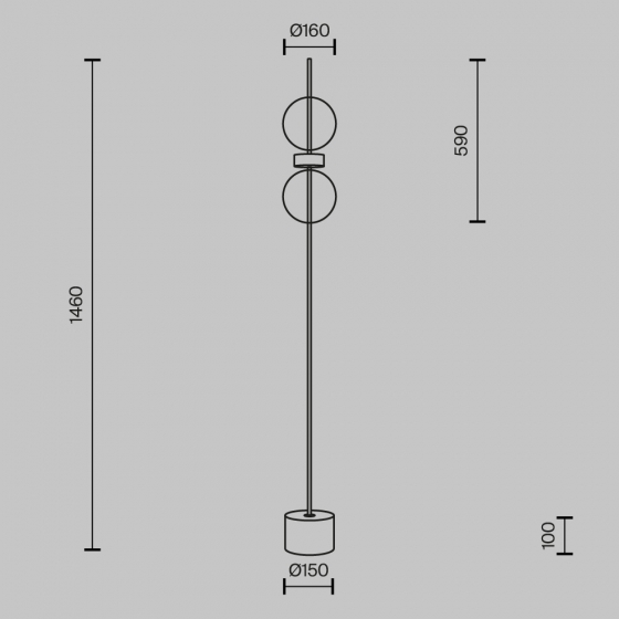 Напольный светильник Double Moon черный, дымчатый абажур 13