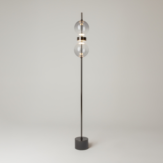 Напольный светильник Double Moon черный, дымчатый абажур 4