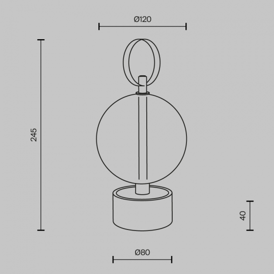 Аккумуляторный светильник Double Moon черный, дымчатый абажур 11