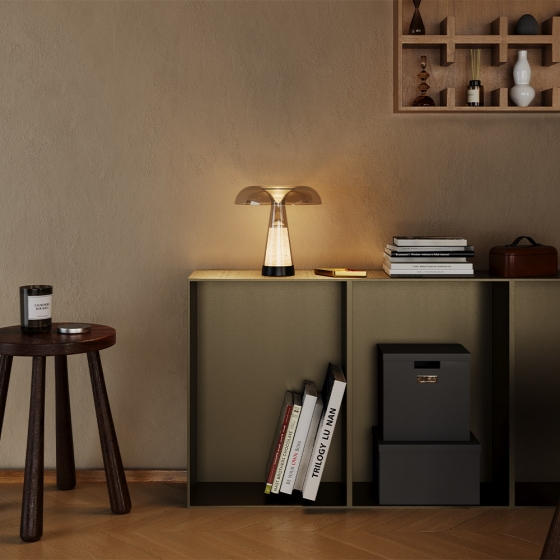 Настольный светильник Artefact черный, дымчатый абажур 11