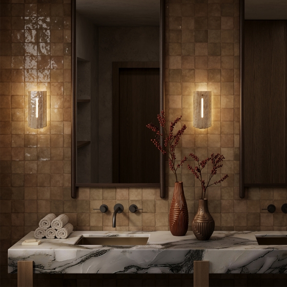 Настенный светильник Ventana бежевый травертин 2