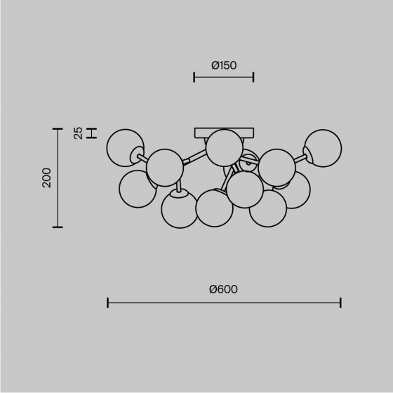 Потолочный светильник Dallas золотой, 12 плафонов, белый абажур 2