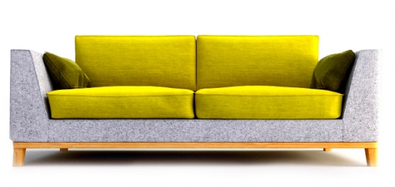 Двухместный диван GASTBY 202X102X85 CM серо-желтый 1