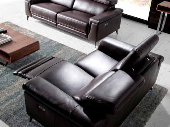 Кожаный расслабляющий диван 175X103X99 CM тёмно коричневый 7
