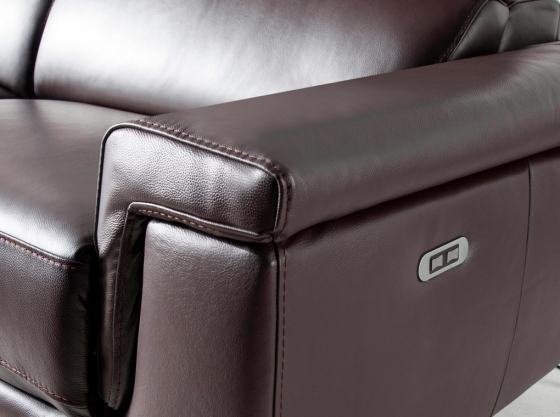 Кожаный расслабляющий диван 175X103X99 CM тёмно коричневый 8