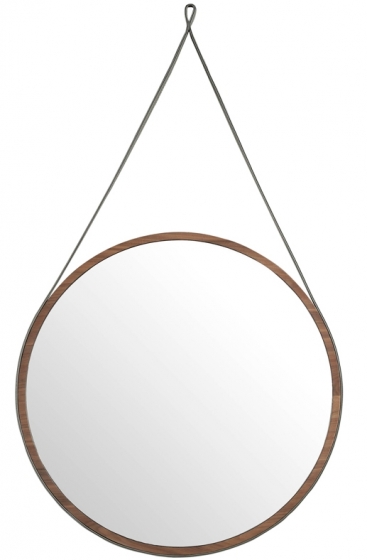 Круглое зеркало на ремне в раме из ореха Ø75 CM 1