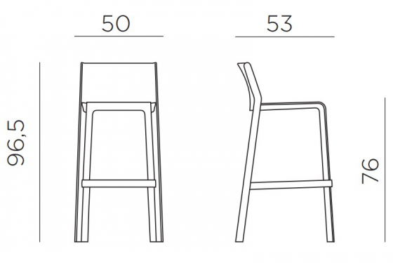 Стул пластиковый барный Trill 50X53X97 CM 2